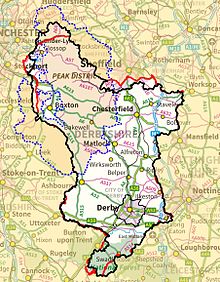 Map of Derbyshire