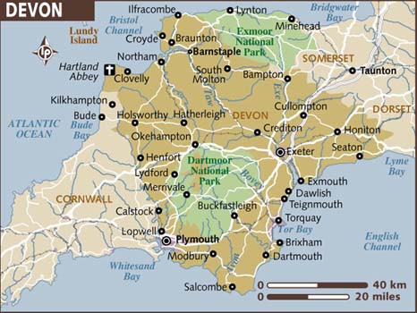 A map of Devon